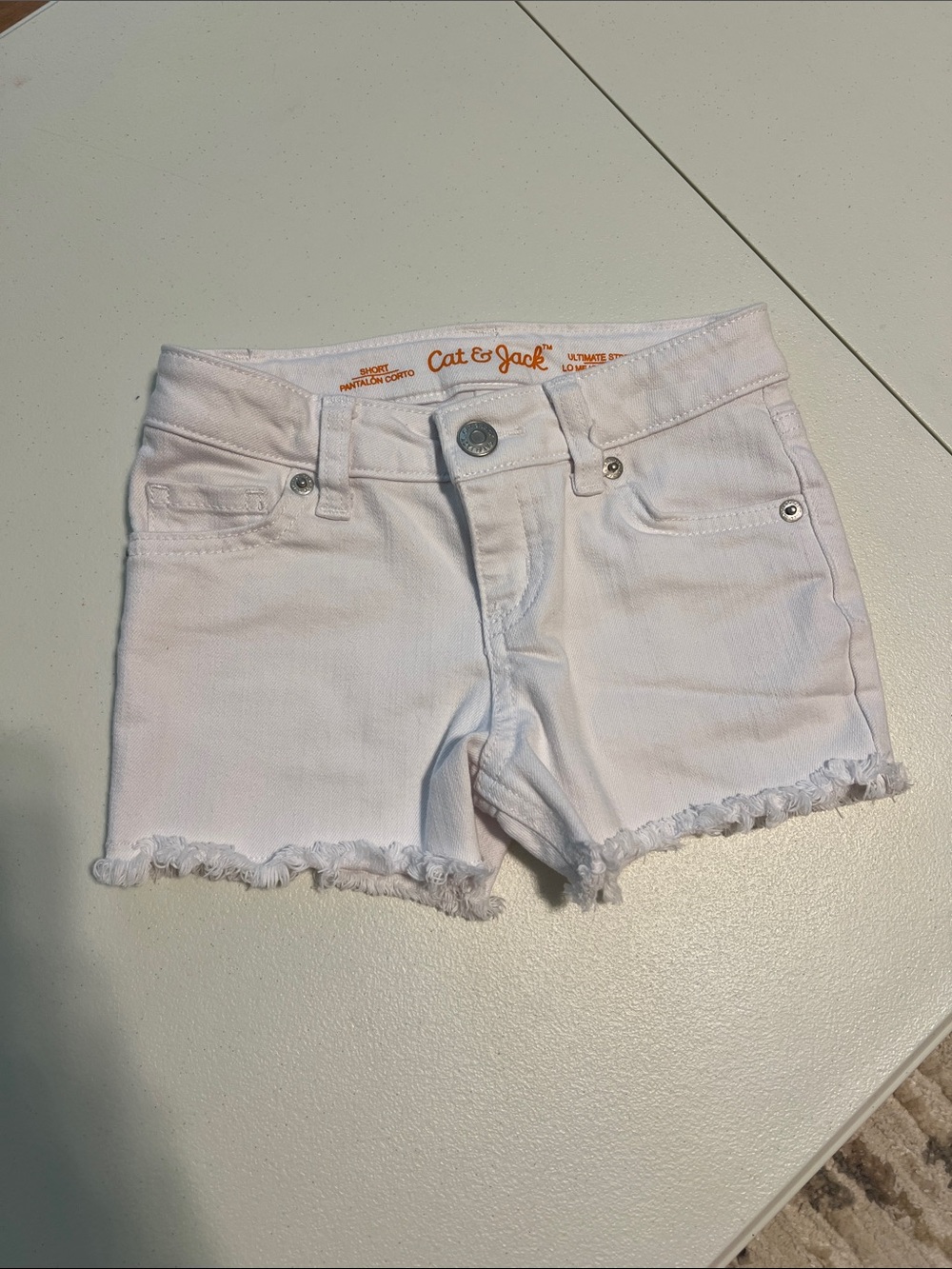 Cat & Jack White Frayed Hem Girls Denim Shorts